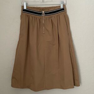 Zara Basic Tan Zip Front Elastic Waist Two Pockets Sides Size S
